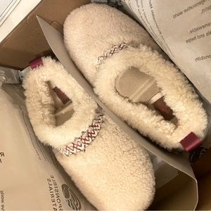 brand new ugg tazz braid - shearling sherpa ivory size 7